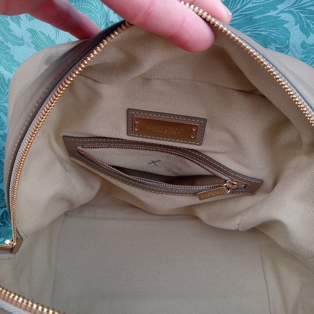 💖 RARE Jimmy Choo Justine Bag Taupe Leather Yellow Python - Picture 11 of 17